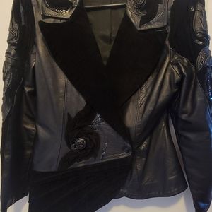 Custom Leather Suede Sequined Jacket